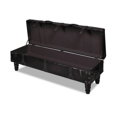vidaXL Storage Bench 43.7" Dark Brown Solid Wood Pine&Faux Leather