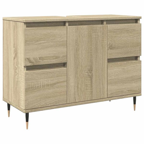 vidaXL Bathroom Cabinet Sonoma oak Engineered wood, iron Medium