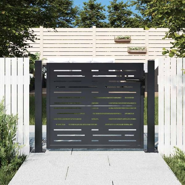 vidaXL Garden Gate Anthracite 39.4x39.4" Steel Square Design