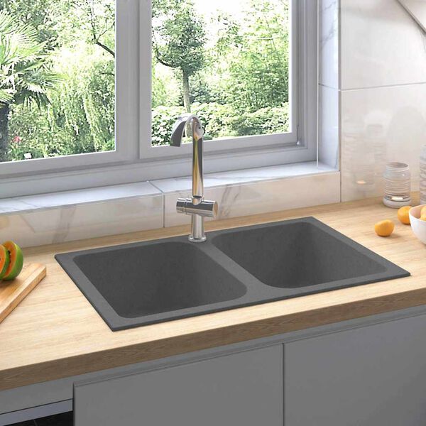 vidaXL Kitchen Sink Gray 76 x 48 x 30 cm Granite