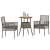 vidaXL Garden Dining Set 3 pcs Grey Poly Rattan
