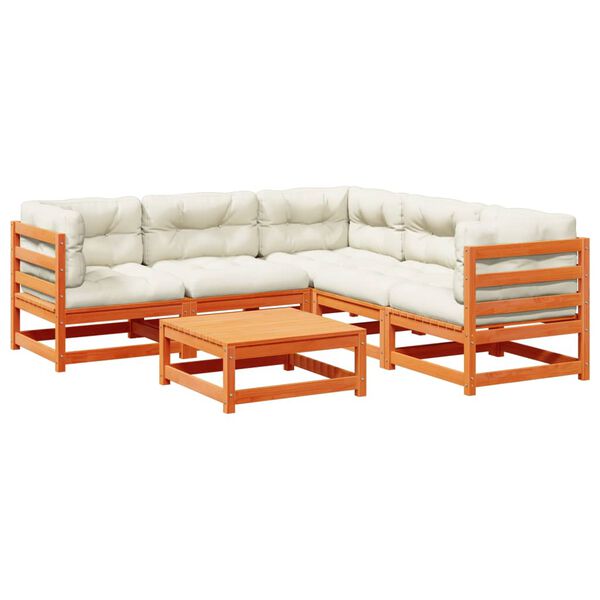 vidaXL Garden Sofa Set Wax brown, Cream