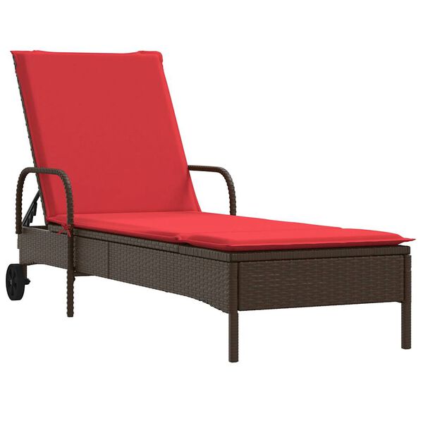 vidaXL Sun Lounger Brown PE rattan, powder-coated steel Standard