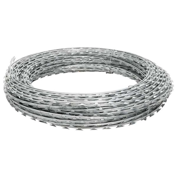 vidaXL Razor Wire Helical Wire Roll Galvanized Steel 196.9'