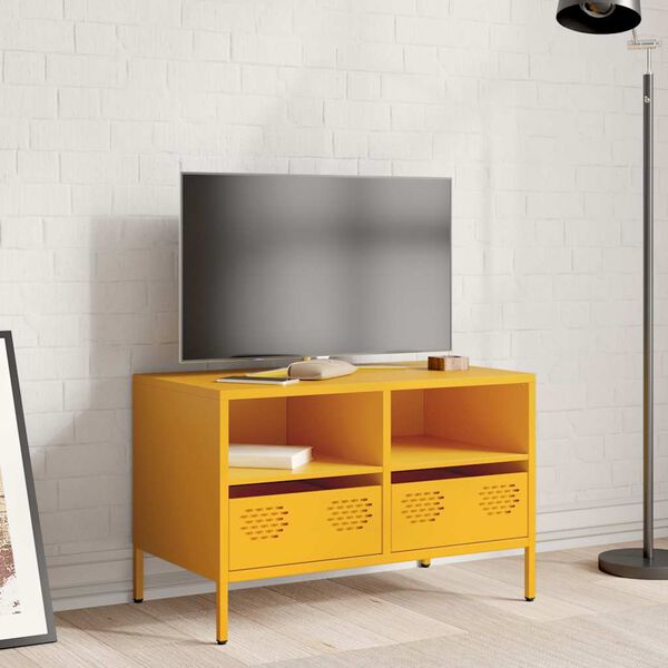 vidaXL TV Cabinet Mustard Yellow Cold-rolled Steel Medium TV Cabinet