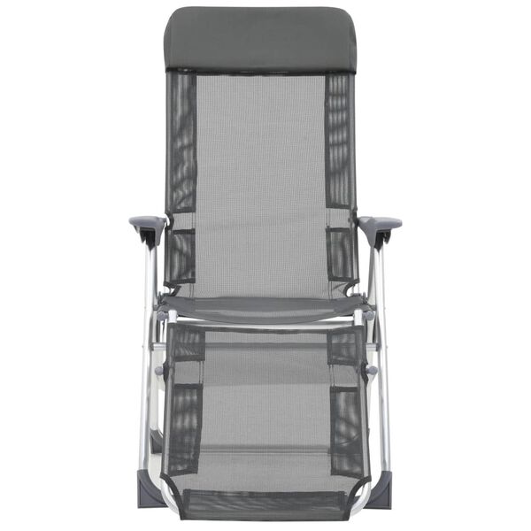 vidaXL Folding Camping Chairs 2 pcs with Footrest Gray Aluminum