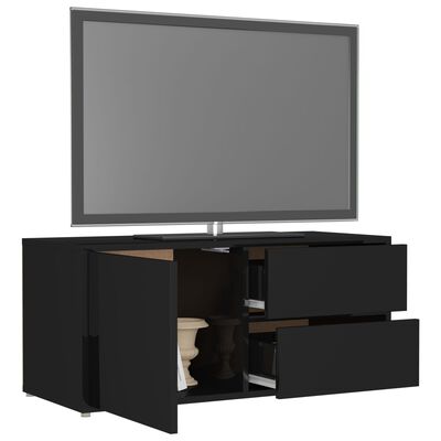 vidaXL TV Stand High Gloss Black 31.5"x13.4"x14.2" Engineered Wood