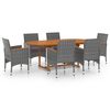 vidaXL Dining Set Grey Solid Acacia Wood Medium Expandable