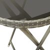 vidaXL Tea Table Grey PE rattan, steel, tempered glass Medium Foldable