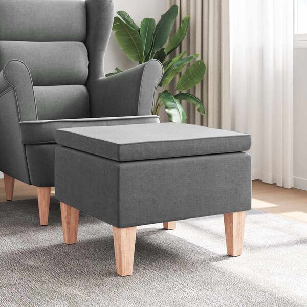vidaXL Stool Dark grey 100% Polyester, Rubber wood Compact Simple