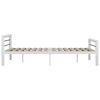 vidaXL Bed Frame White and Black Metal 55 x 79 in Decorative Inlays