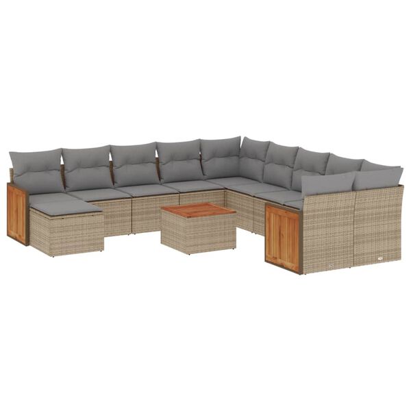vidaXL Garden Sofa Set Beige, Light grey