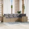 vidaXL Garden Sofa Set Beige PE rattan, powder-coated steel, polyester