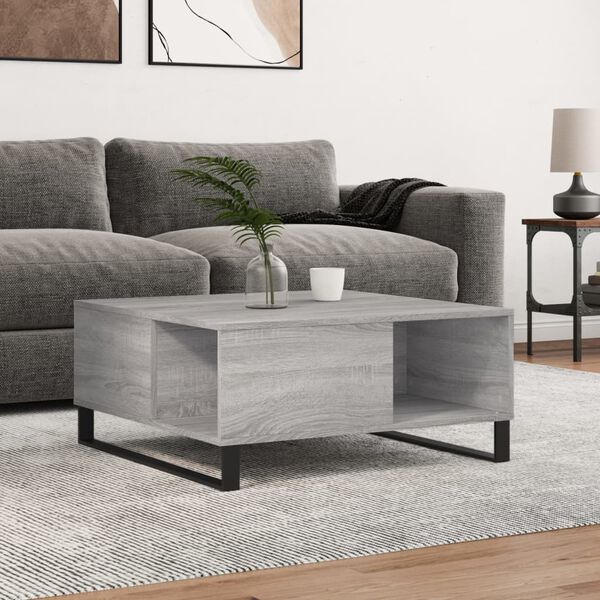 vidaXL Coffee Table Grey Sonoma Engineered Wood, Metal Standard
