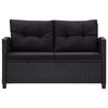 vidaXL Garden Sofa Black Poly rattan 2-seater Lightweight Garden Sofa