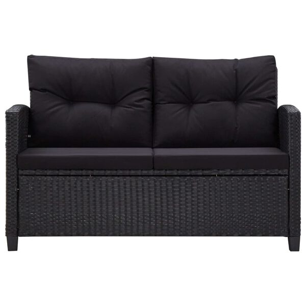 vidaXL Garden Sofa Black Poly rattan 2-seater Lightweight Garden Sofa