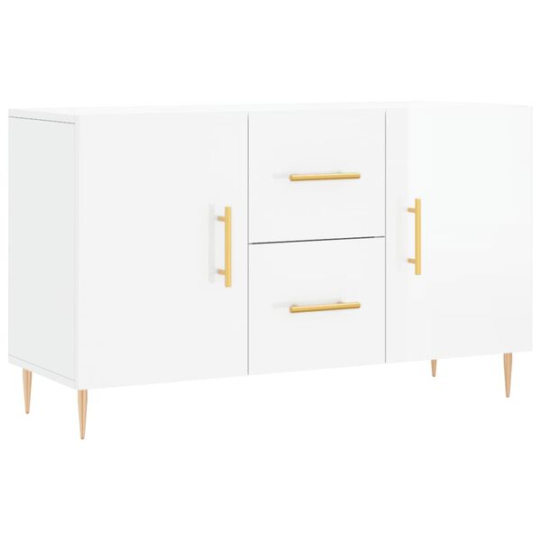 vidaXL Sideboard High gloss white Engineered wood, metal Medium