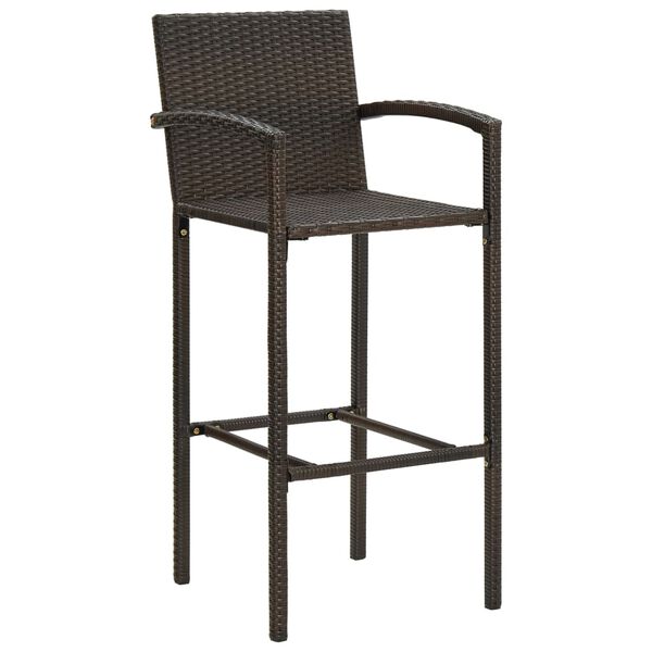 vidaXL Garden Bar Set Brown PE rattan, powder-coated steel Medium