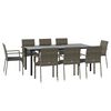 vidaXL Garden Dining Set Black and Grey PE Rattan 9 Piece Set Modular