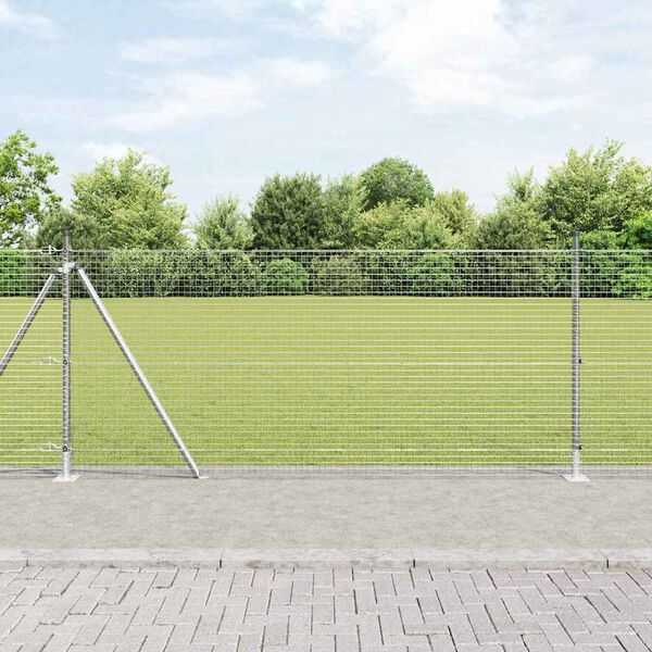 vidaXL Fence with Posts Silver 39.4" x 984.3" Steel