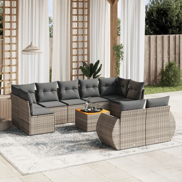 vidaXL Garden Sofa Set Grey PE rattan Medium Modular Garden Sofa Set