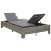 vidaXL Sunbed Grey rattan + dark grey cushion