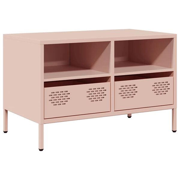 vidaXL TV Cabinet Pink Cold-rolled steel Medium TV Cabinet Rectangular