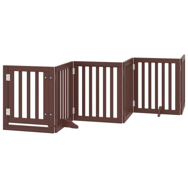 vidaXL Dog Gate Set of 6 Brown Poplar Wood with Water-based Paint