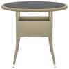 vidaXL Garden Table Beige Poly Rattan, Tempered Glass, Powder-Coated Steel