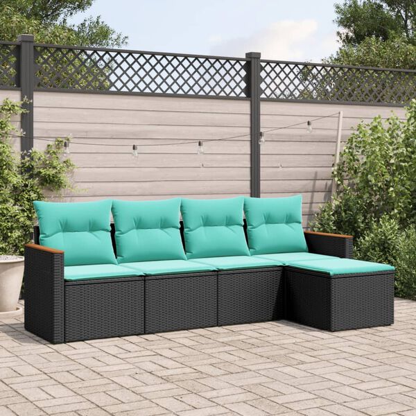 vidaXL Garden Sofa Set Black, Blue