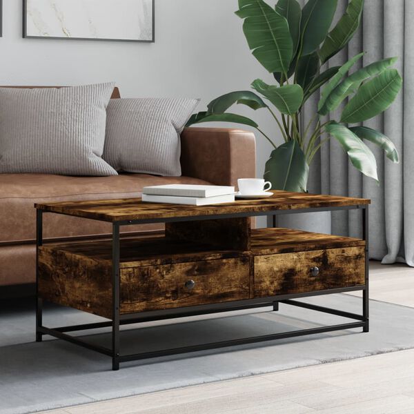 vidaXL Coffee Table Smoked oak Engineered wood, metal Medium