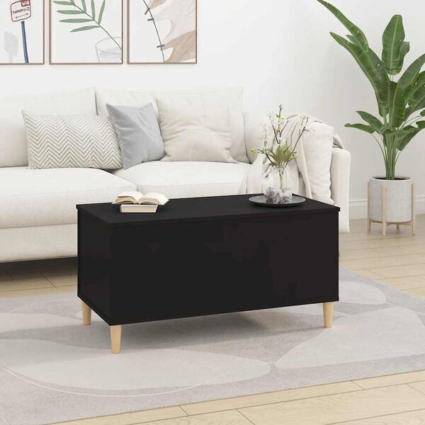 vidaXL Coffee Table Black Engineered wood Standard Adjustable Armrests