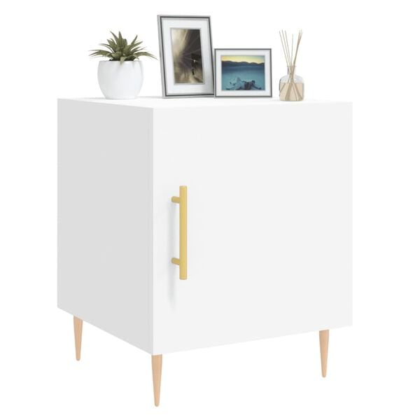 vidaXL Bedside Cabinet Set of 2 White Engineered wood, iron Standard
