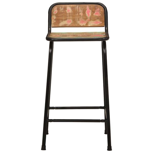 vidaXL Bar Stool Set of 4 Brown and Black Solid Reclaimed Wood, Iron