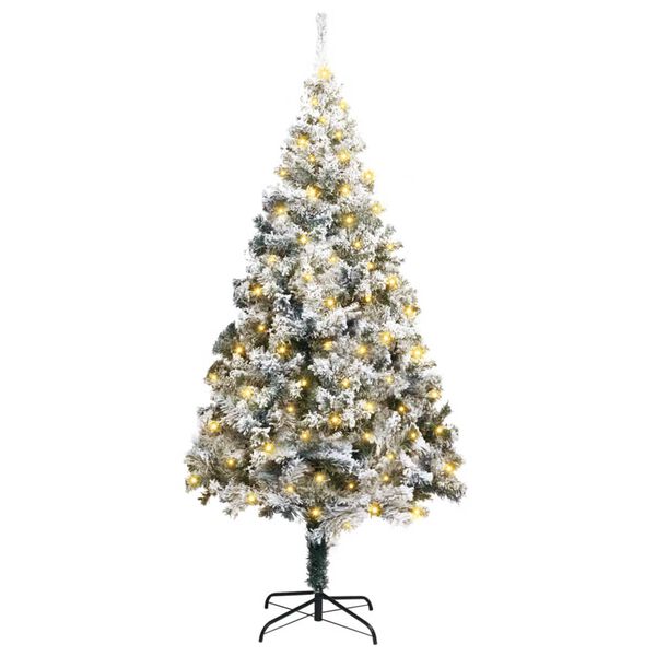 vidaXL Artificial Christmas Tree White 70.9" PVC and Steel and Plastic