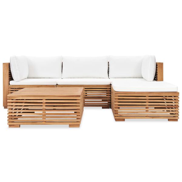 vidaXL 5 Piece Garden Lounge Set with Cushions Solid Teak Wood