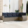 vidaXL 5 Piece Garden Sofa Set with Cushions Grey Poly Rattan