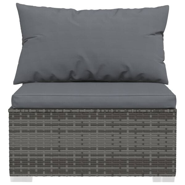 vidaXL Garden Lounge Set Grey PE Rattan, Powder-Coated Steel, Plastic, Glass