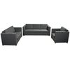 vidaXL Sofa Set Dark Grey Polyester fabric, Wooden frame, Chrome-plated legs