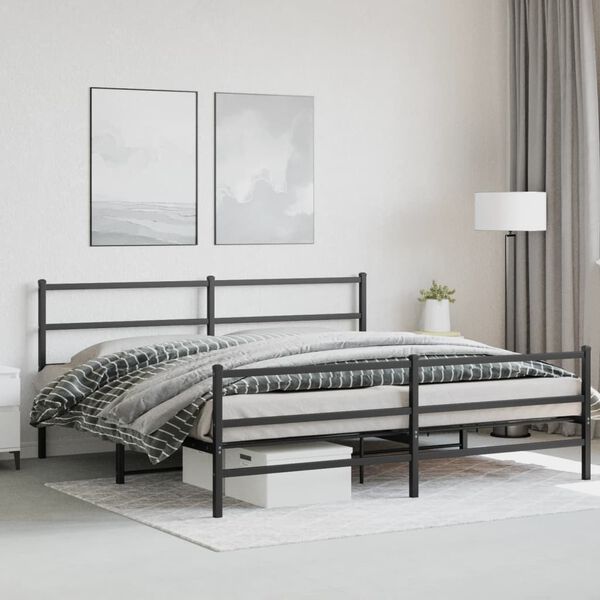 vidaXL Bed Frame Black Powder-coated steel 72x84 in Bed Frame