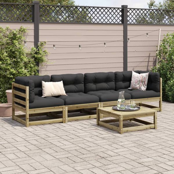 vidaXL Garden Sofa Set Natural Wood Treated Pine Wood Medium Modular