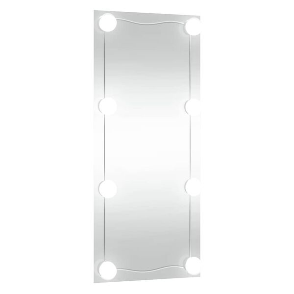 vidaXL Wall Mirror With Led Light Transparent Glass 11.8 x 31.5 in