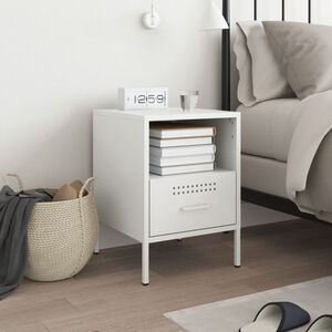 vidaXL Bedside Cabinet White Cold-rolled steel 14.2 in x 15.4 in x 19.9 in