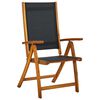 vidaXL Foldable Chair Set of 2 Black Solid Acacia wood and Textilene