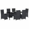 vidaXL Garden Dining Set with Cushion 7 pcs Black Poly Rattan