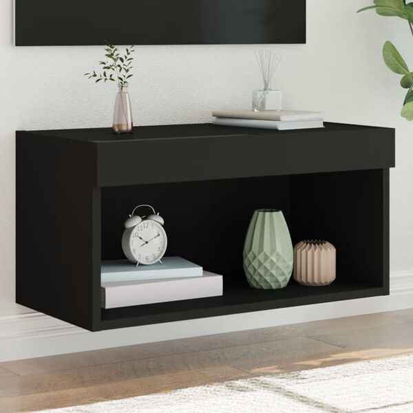 vidaXL TV Cabinet Black Engineered wood Medium TV Cabinet Rectangular