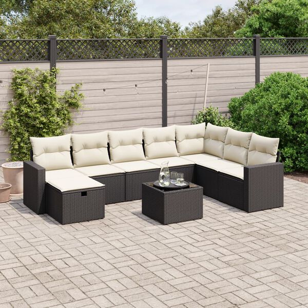 vidaXL Garden Sofa Set Black Poly Rattan Large Modular Garden Sofa Set