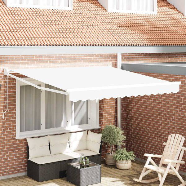 vidaXL Retractable Awning Manual White 137.80" x 98.43" fabric