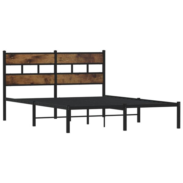 vidaXL Bed Frame Black, Smoked Oak Iron, Engineered wood King Size