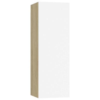 vidaXL TV Cabinets 4 pcs White and Sonoma Oak 12"x11.8"x35.4" Engineered Wood